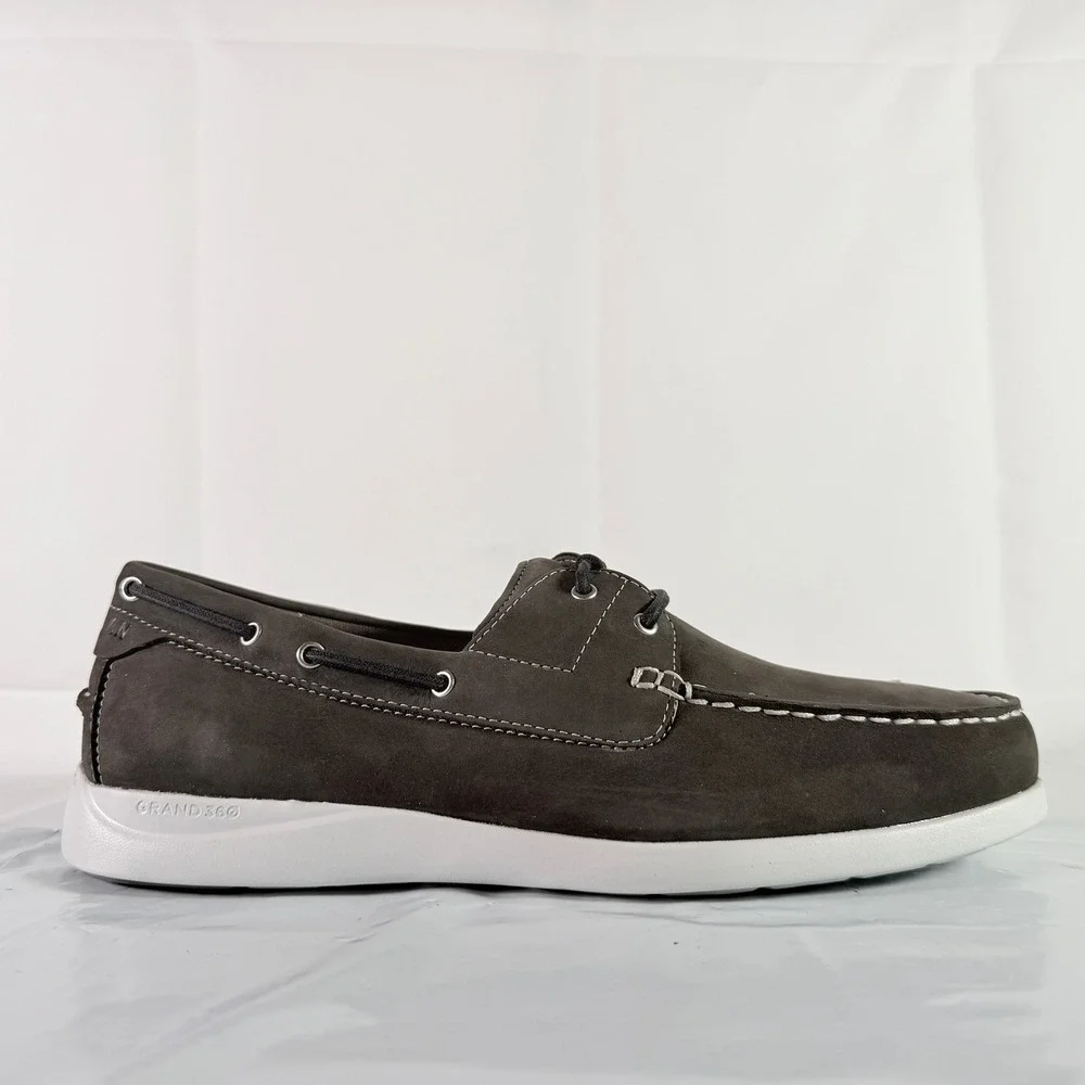 Cole Haan Grand‎ Atlantic Boat Shoe Gray Pinstripe Men's Size 10 M NIB